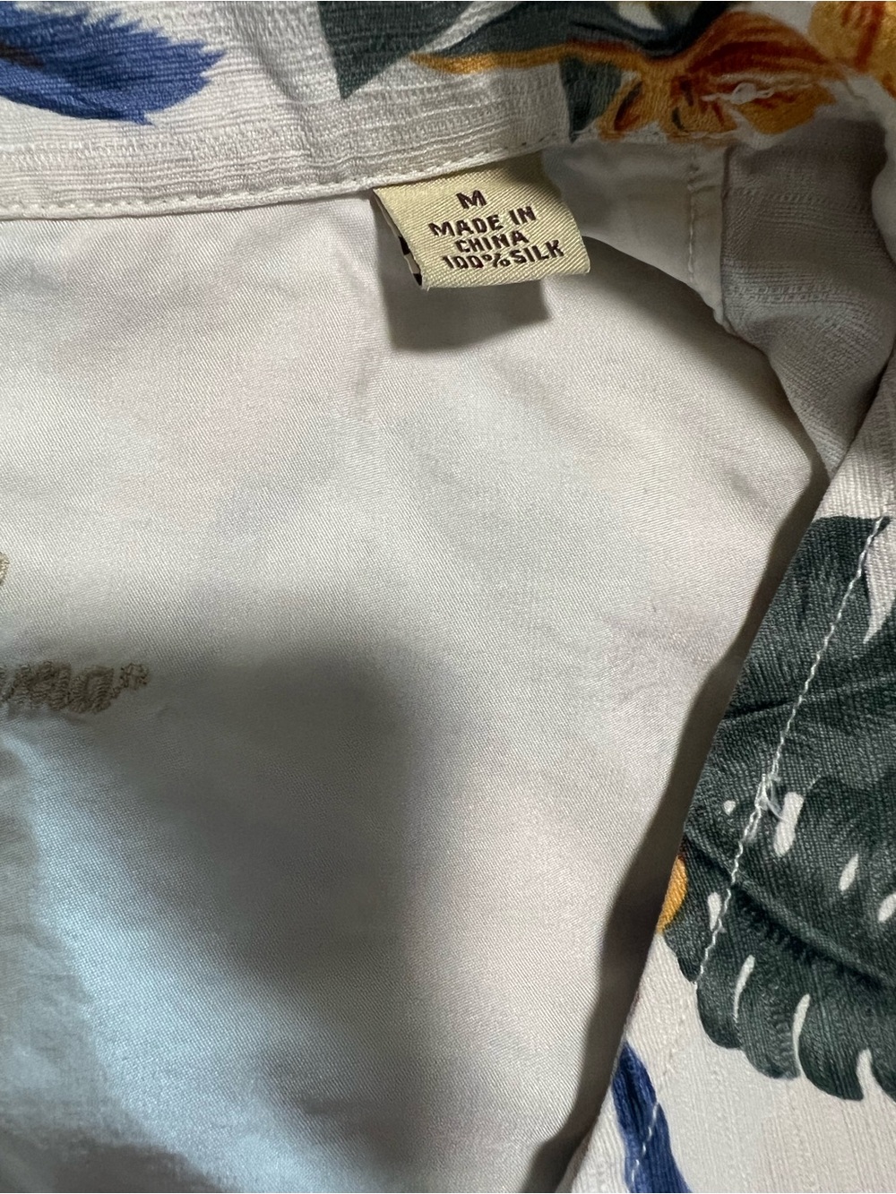 Tommy Bahama Cream Short-Sleeve Hawaiian Shirt with Blue & Orange Floral Print - Picture 4 of 5